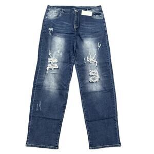 Good Wear Club Straight Leg Ripped Jeans in Blue, Size 3XL(22-24W)​​​
